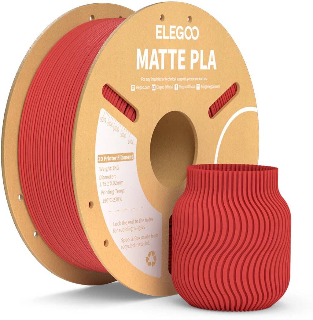 Elegoo PLA Matte Filament, Ruby Red, 1,75 mm, 1000 g Spule