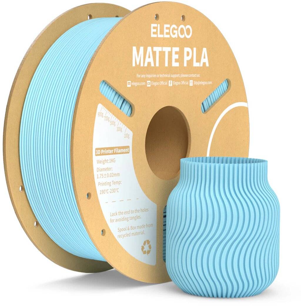 Elegoo PLA Matte Filament, Ice Blue, 1,75 mm, 1000 g