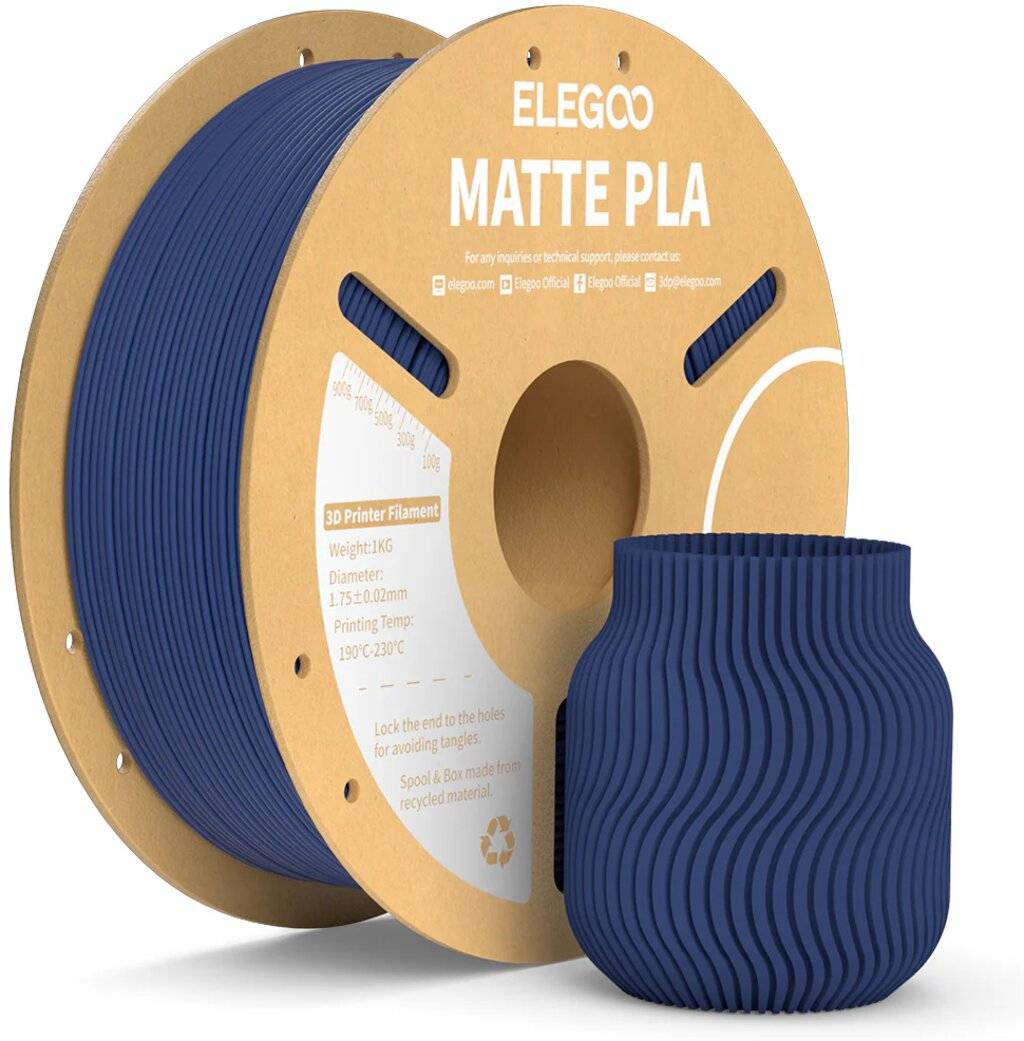 Elegoo PLA Matte Navy Blue, 3D-Drucker-Filament, 1,75 mm, 1000 g