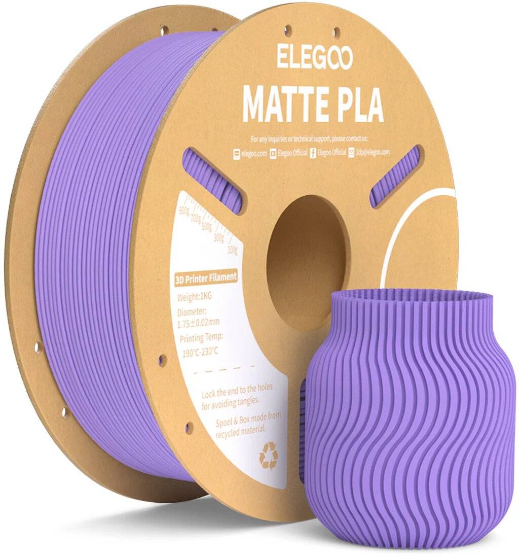 Elegoo PLA Matte Lavender Purple Filament, 1,75 mm, 1000 g