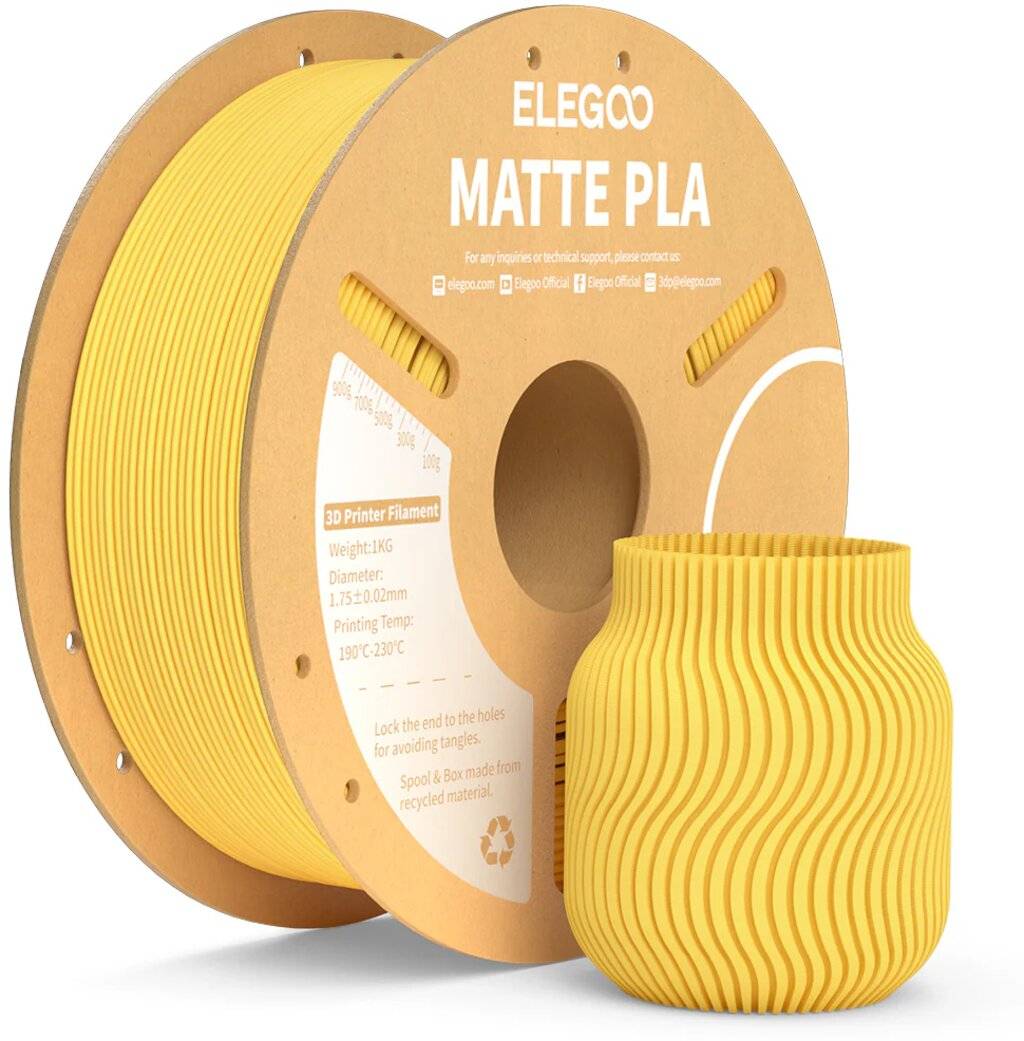 Elegoo PLA Matte Sunshine Yellow, 1,75 mm, 1000 g Filament für 3D-Drucker