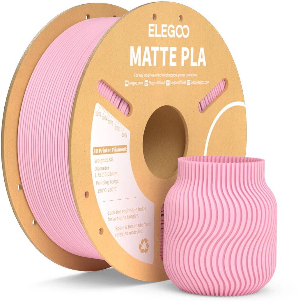 Elegoo PLA Matte Sakura Pink, 3D-Druck Filament, 1,75 mm, 1 kg Spule