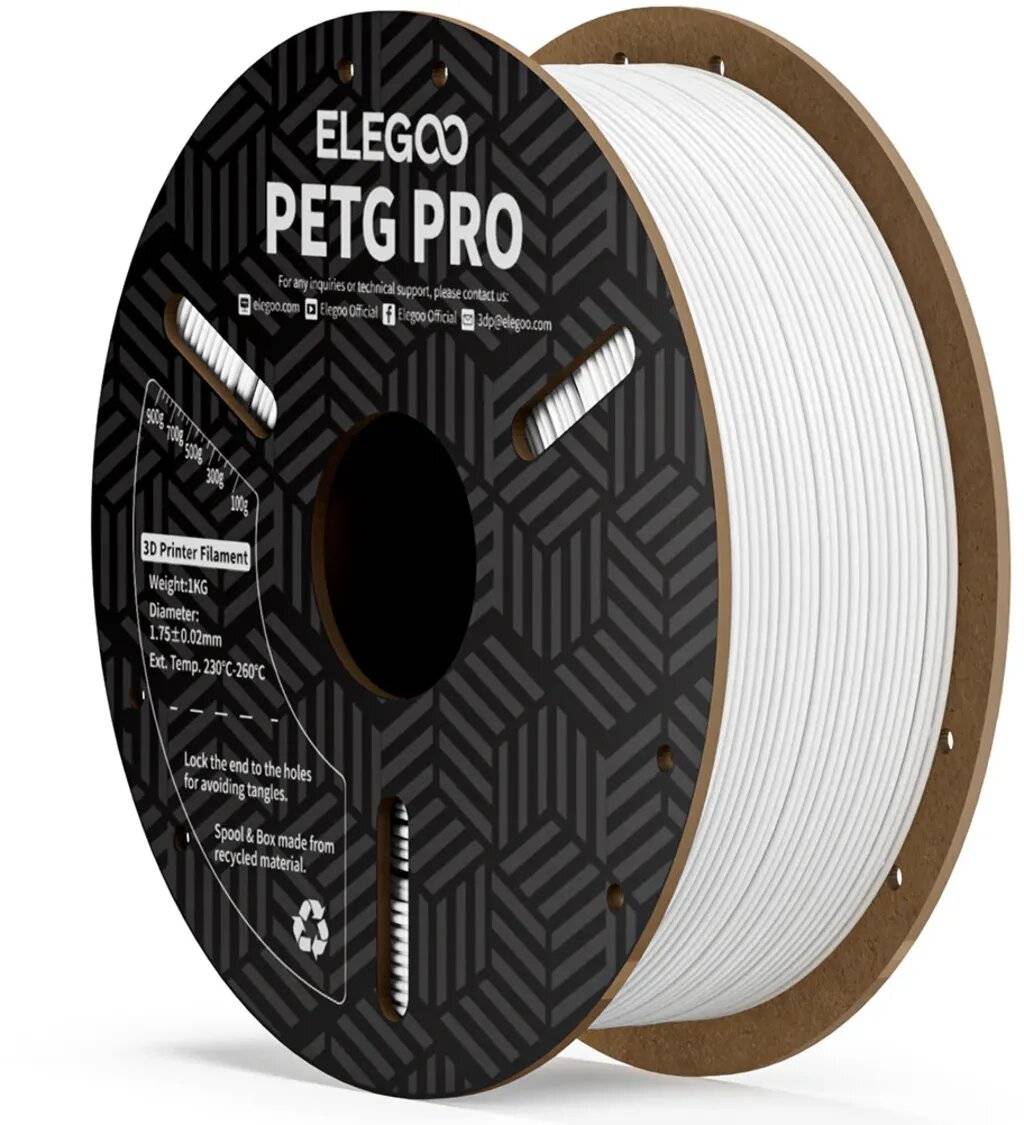 Elegoo PETG PRO Filament, Weiß, 1,75 mm, 1000 g Spule