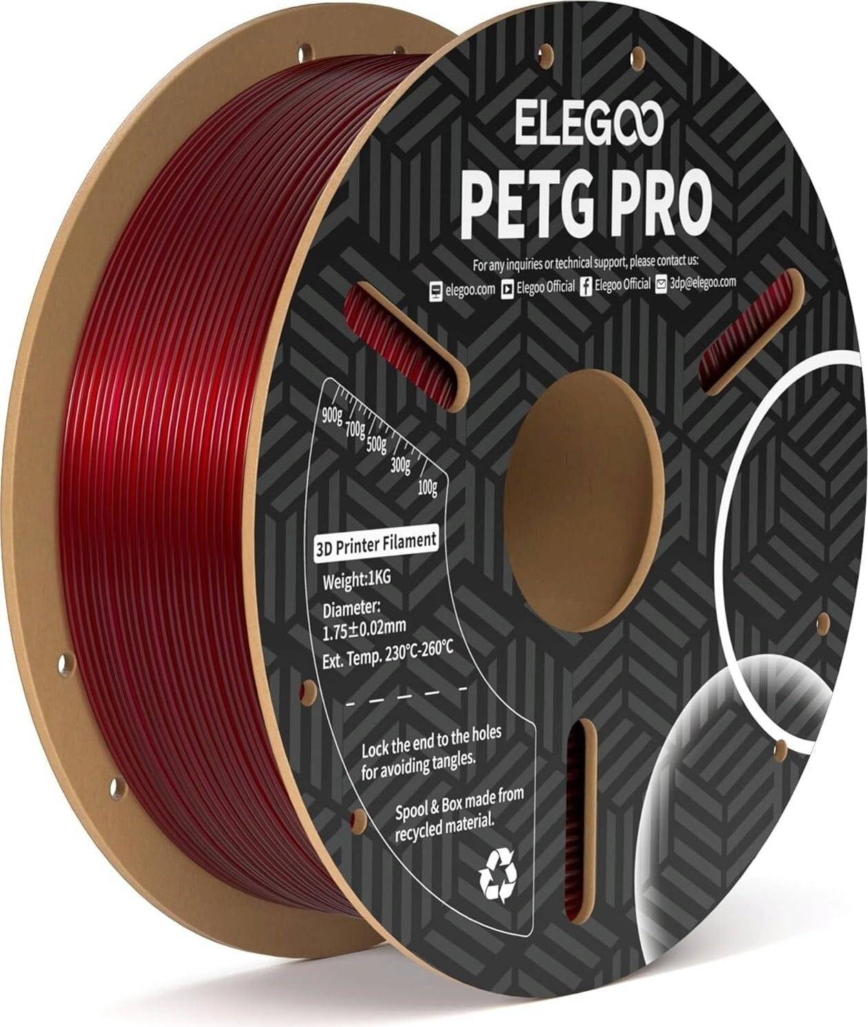 Elegoo PETG PRO Filament, 1.75 mm, 1000 g Spule, Burgundrot