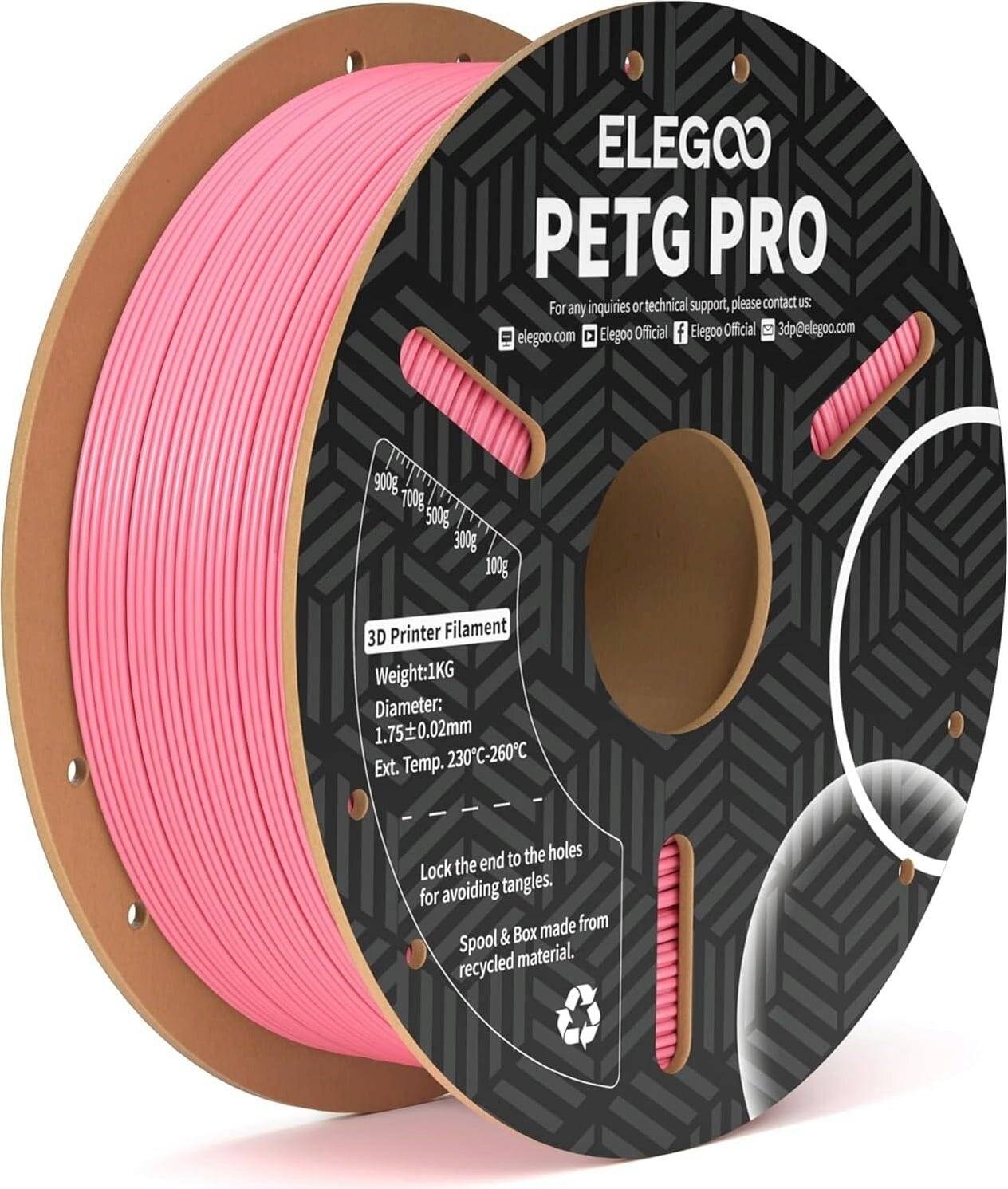 Elegoo PETG PRO Pink, 1,75 mm 3D-Drucker-Filament, 1000 g Spule