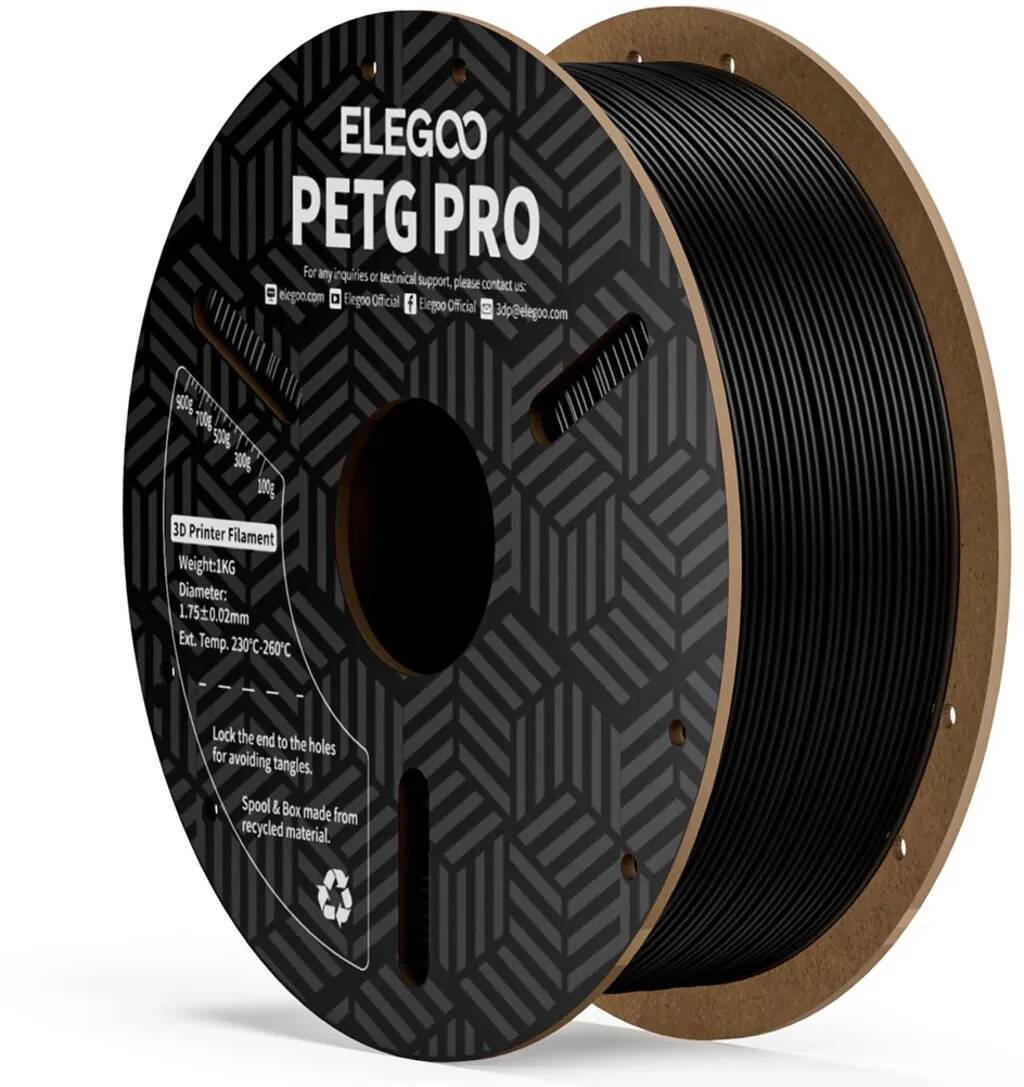 Elegoo PETG PRO Filament, 1,75 mm, 1000 g, Schwarz
