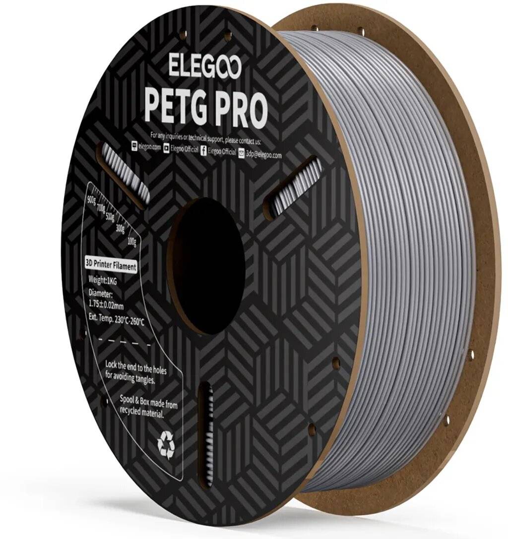 Elegoo PETG PRO Filament, Grau, 1,75 mm, 1000 g Spule