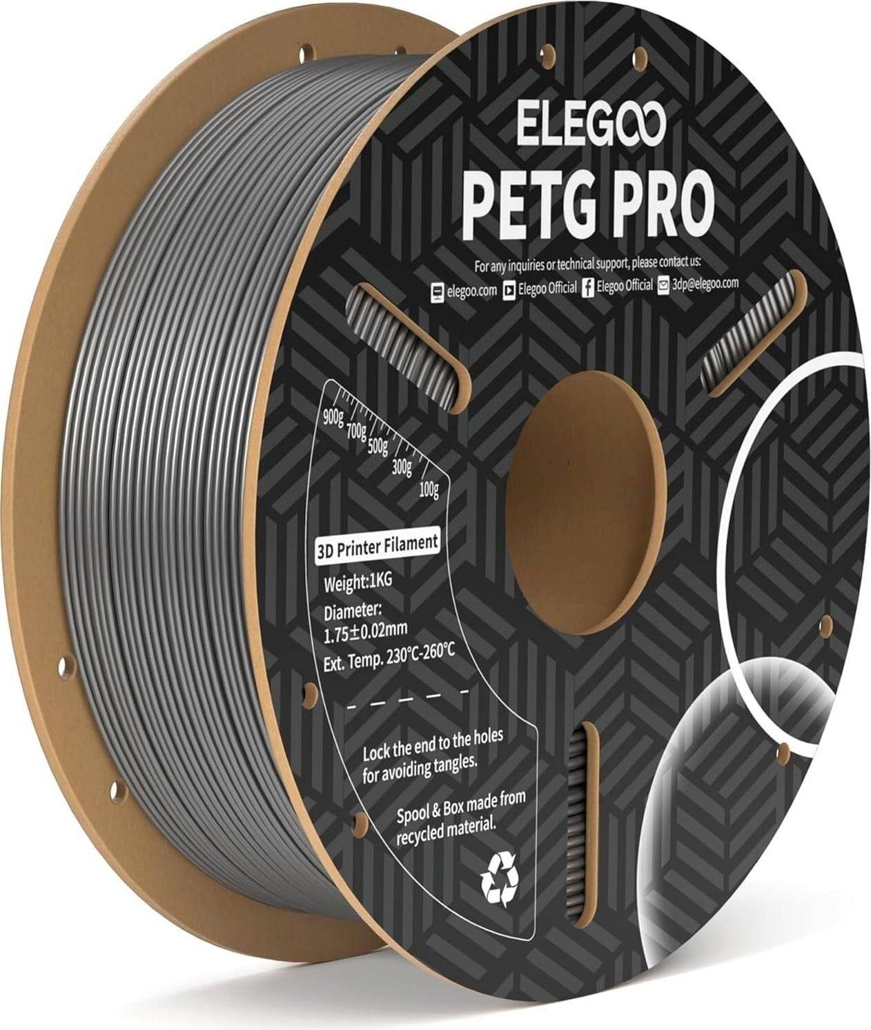Elegoo PETG PRO Filament, Grau, 1,75 mm, 1000 g Spule