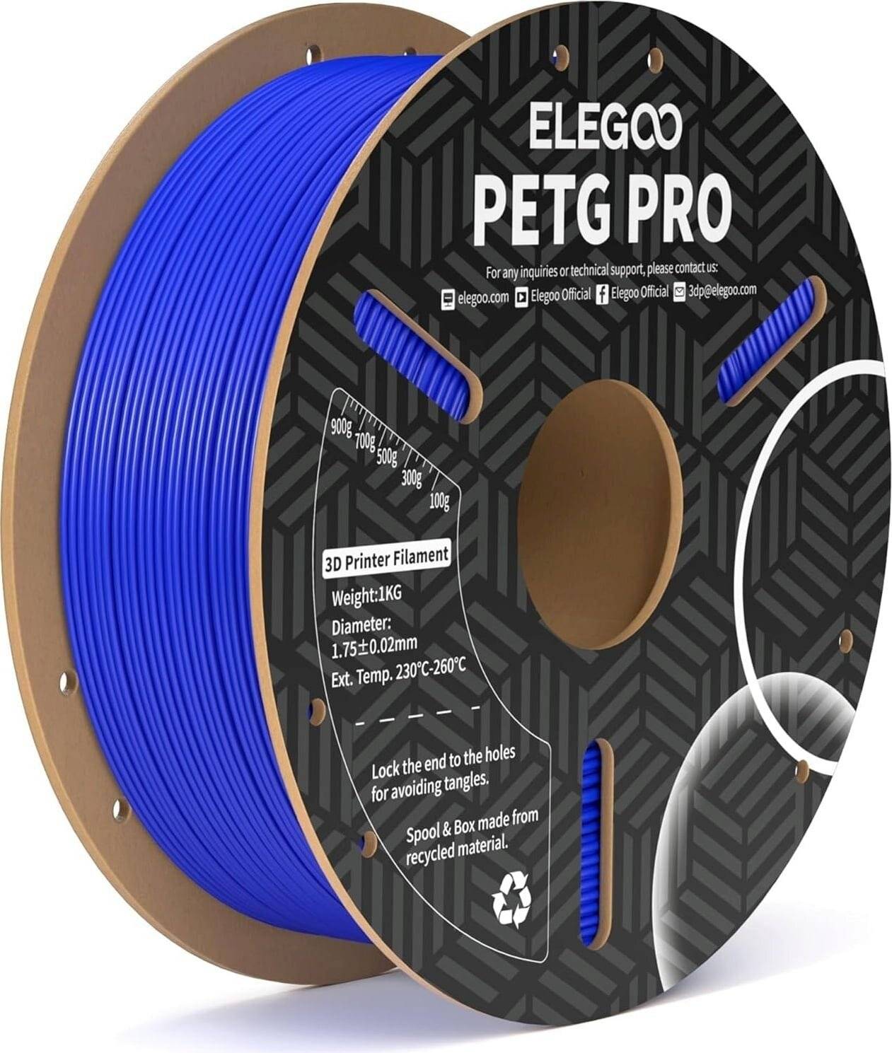 Elegoo PETG PRO Blue, 3D-Druck-Filament, 1,75 mm, 1000 g