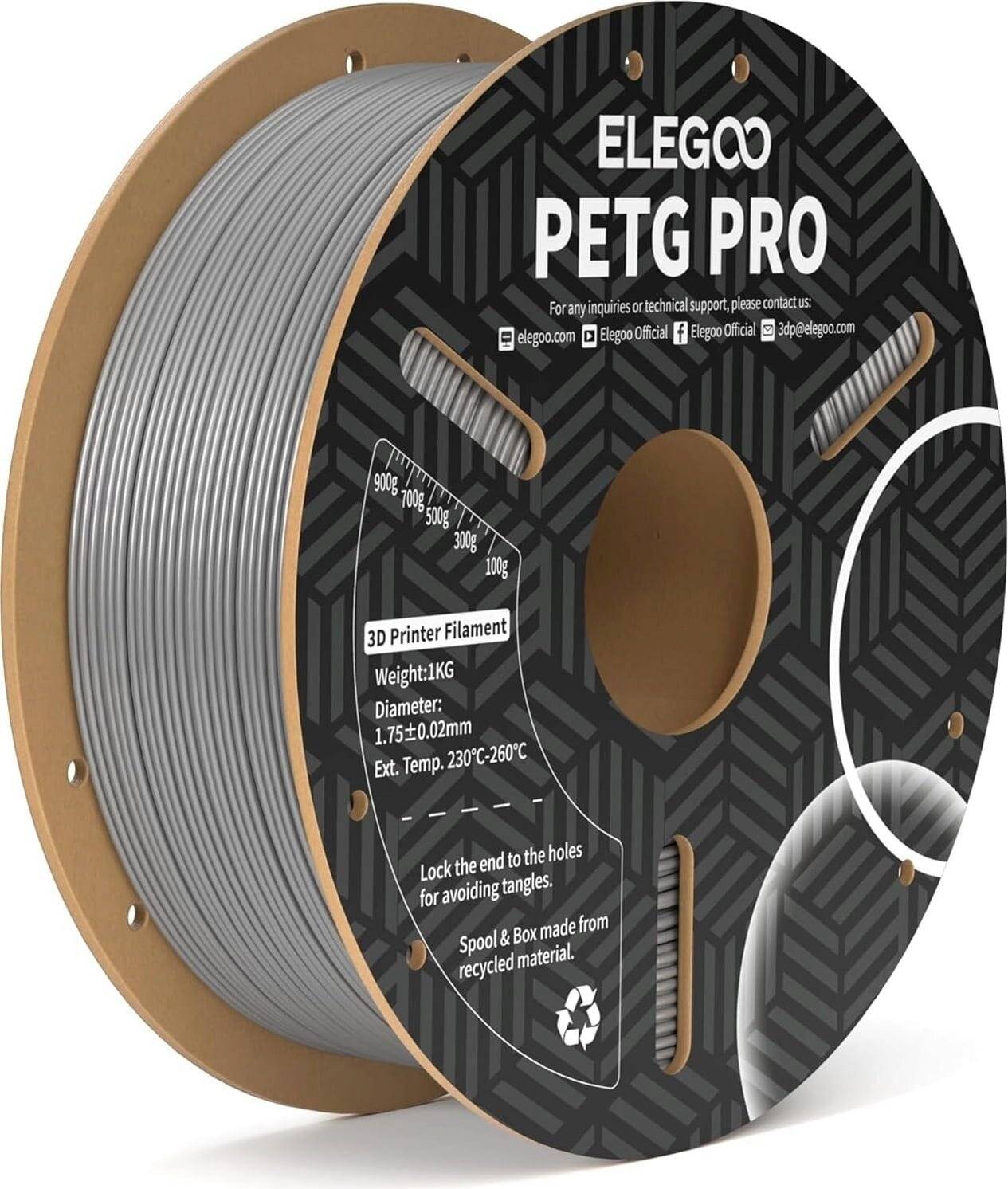 Elegoo PETG PRO Filament, Silber, 1,75 mm, 1000 g