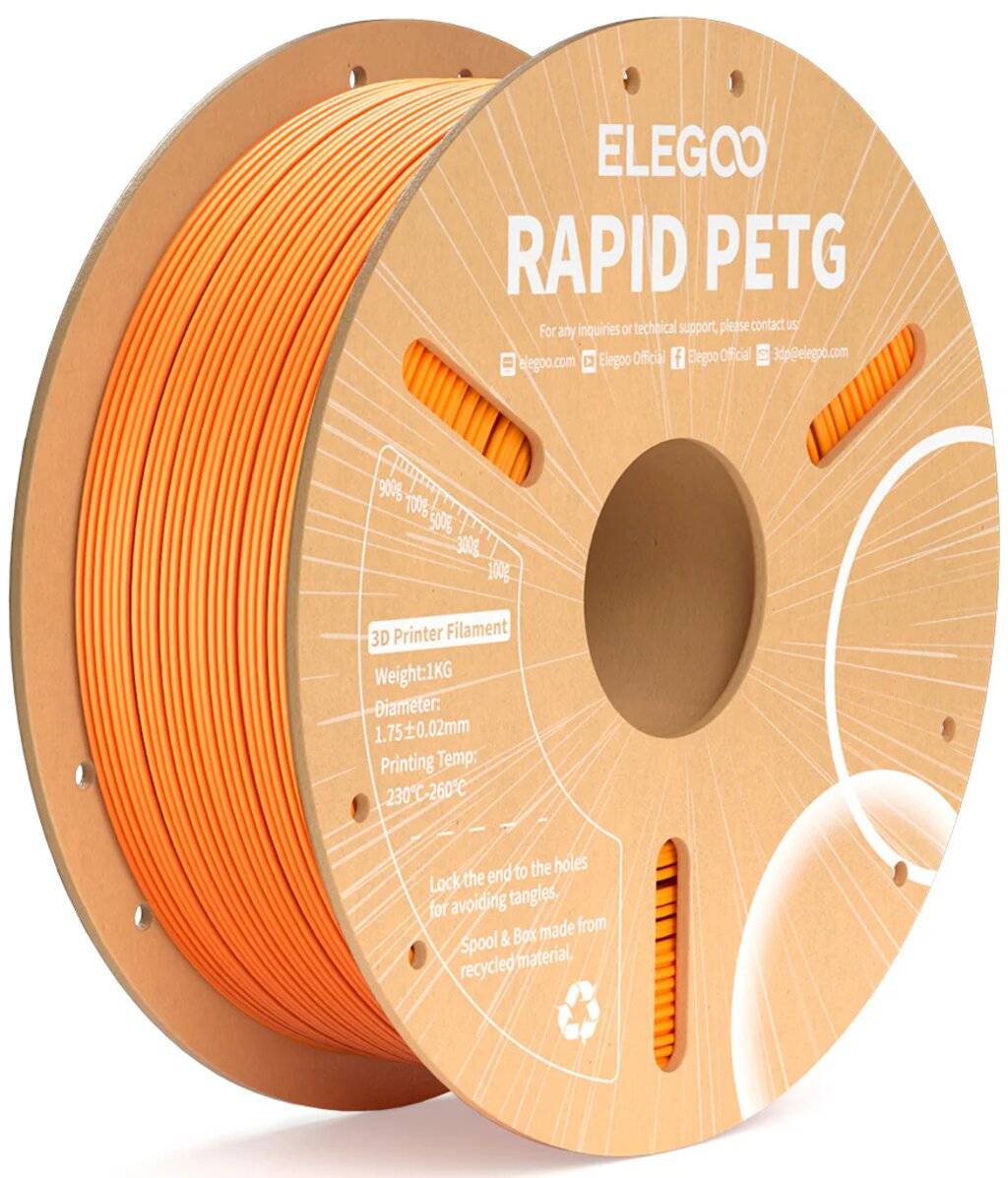 Elegoo Rapid PETG Orange, 1,75 mm, 1000 g Filament für Hochgeschwindigkeitsdruck