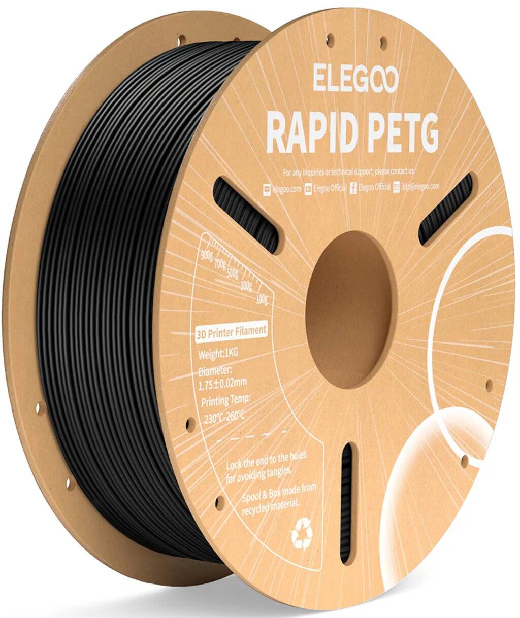 Elegoo Rapid PETG Filament, Schwarz, 1.75 mm, 1000 g, für High-Speed-Druck