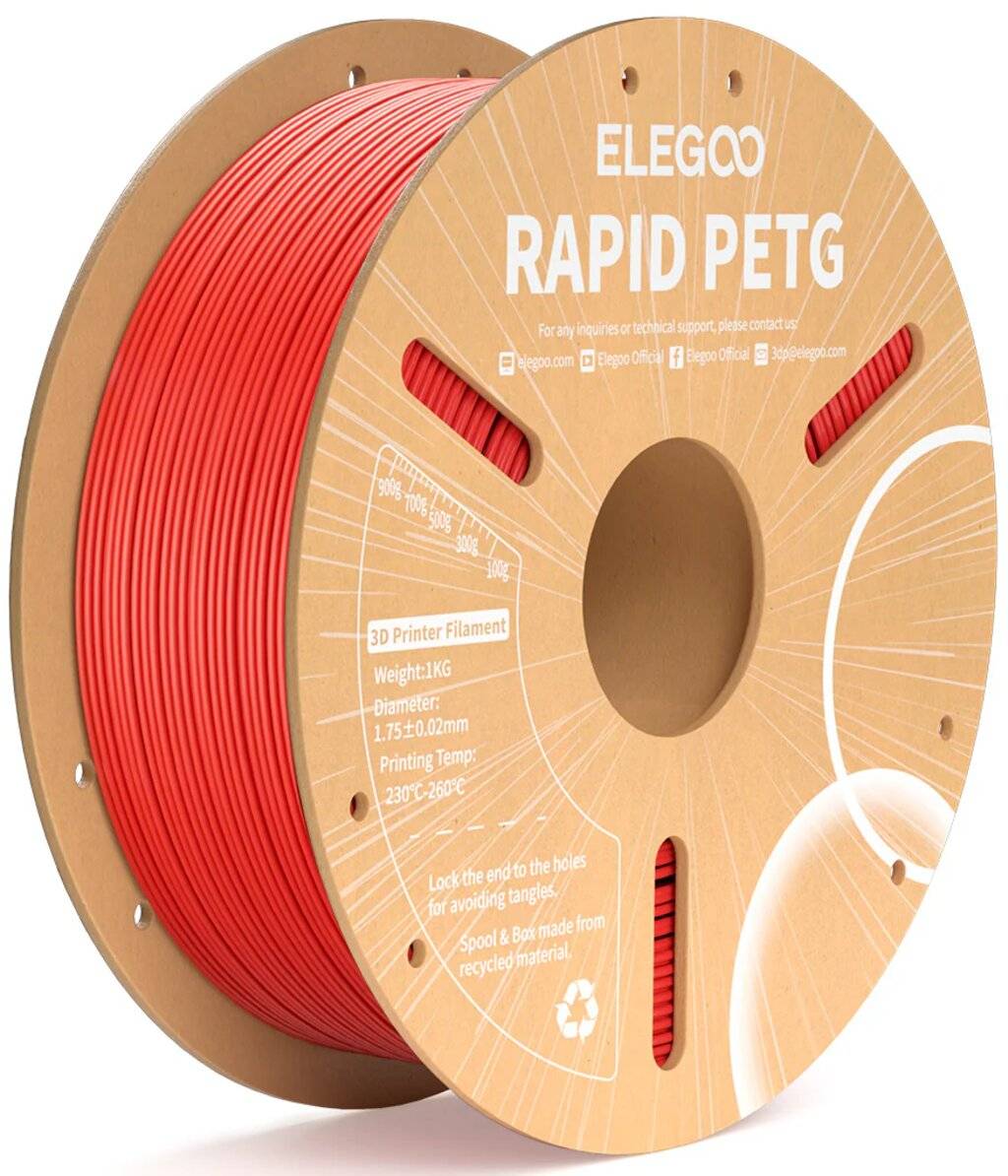 Elegoo Rapid PETG Red, 1,75 mm, 1000 g, High-Speed Filament für FDM-Drucker