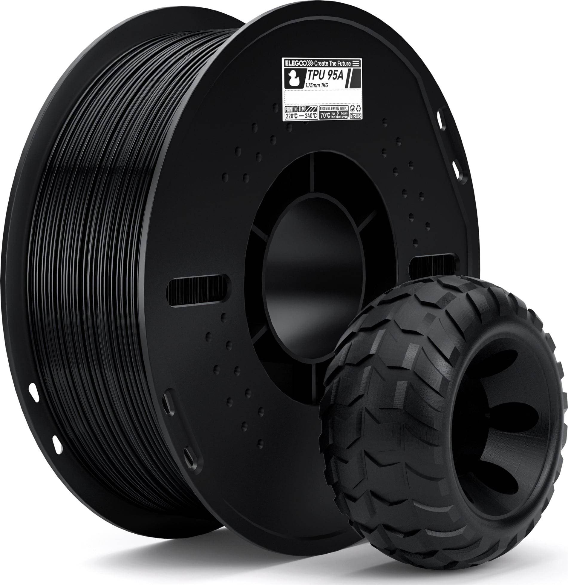 Elegoo TPU 95A Filament, Schwarz, 1,75 mm, 1000 g, Flexibel