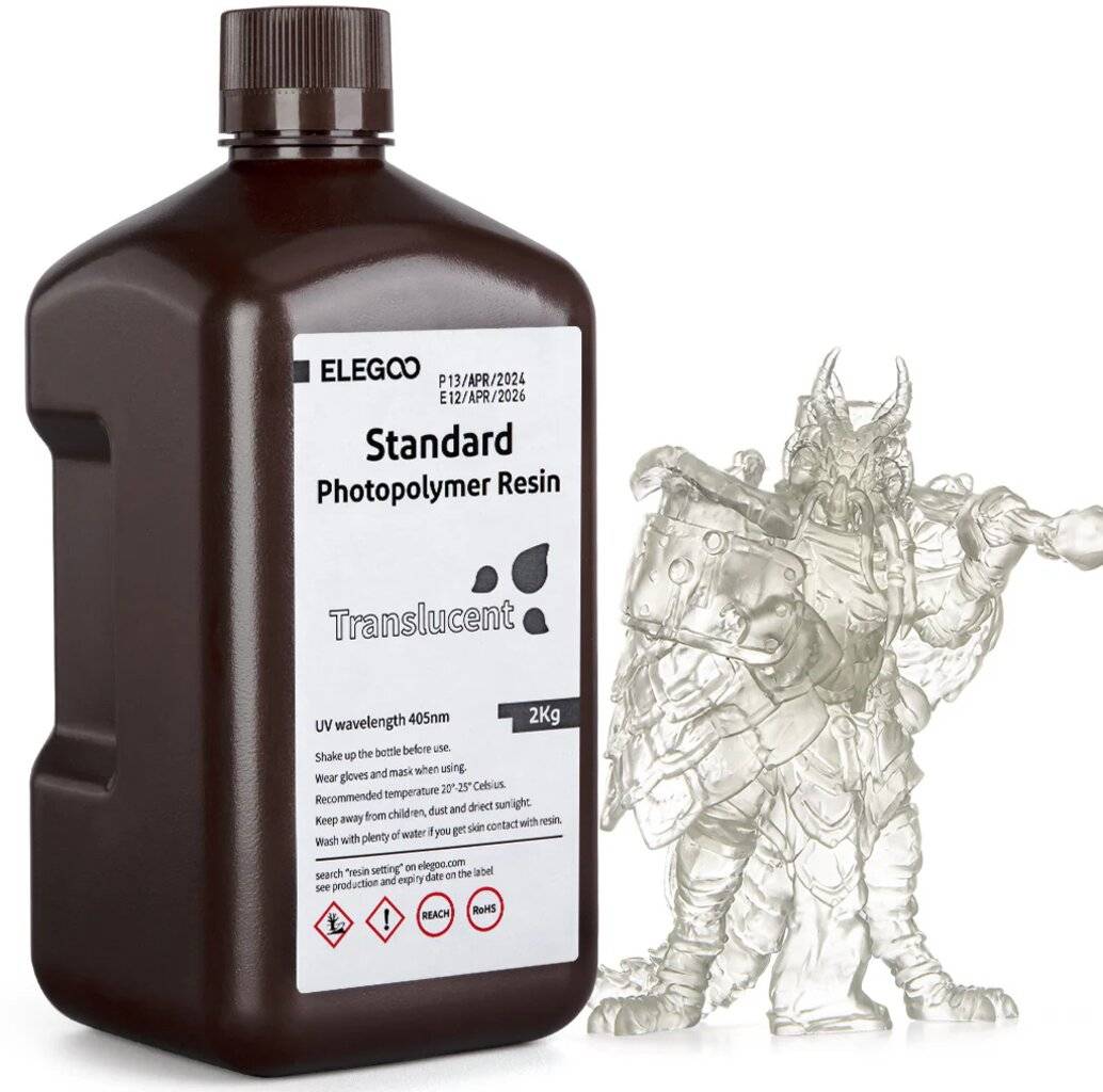 Elegoo Standard Resin Translucent, Photopolymer-Harz für 3D-Drucker, 2.000 g
