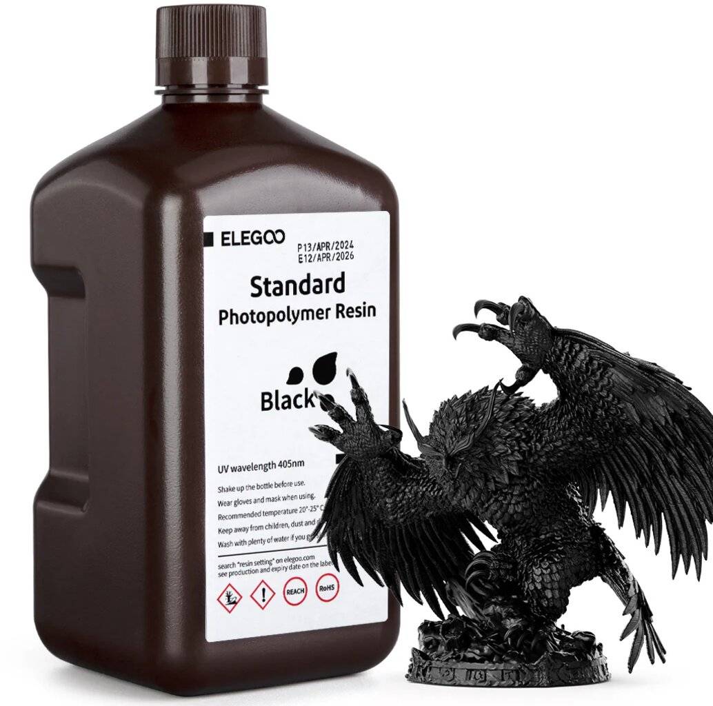 Elegoo Standard Resin Black, Photopolymer-Harz für LCD-3D-Drucker, 2.000 g