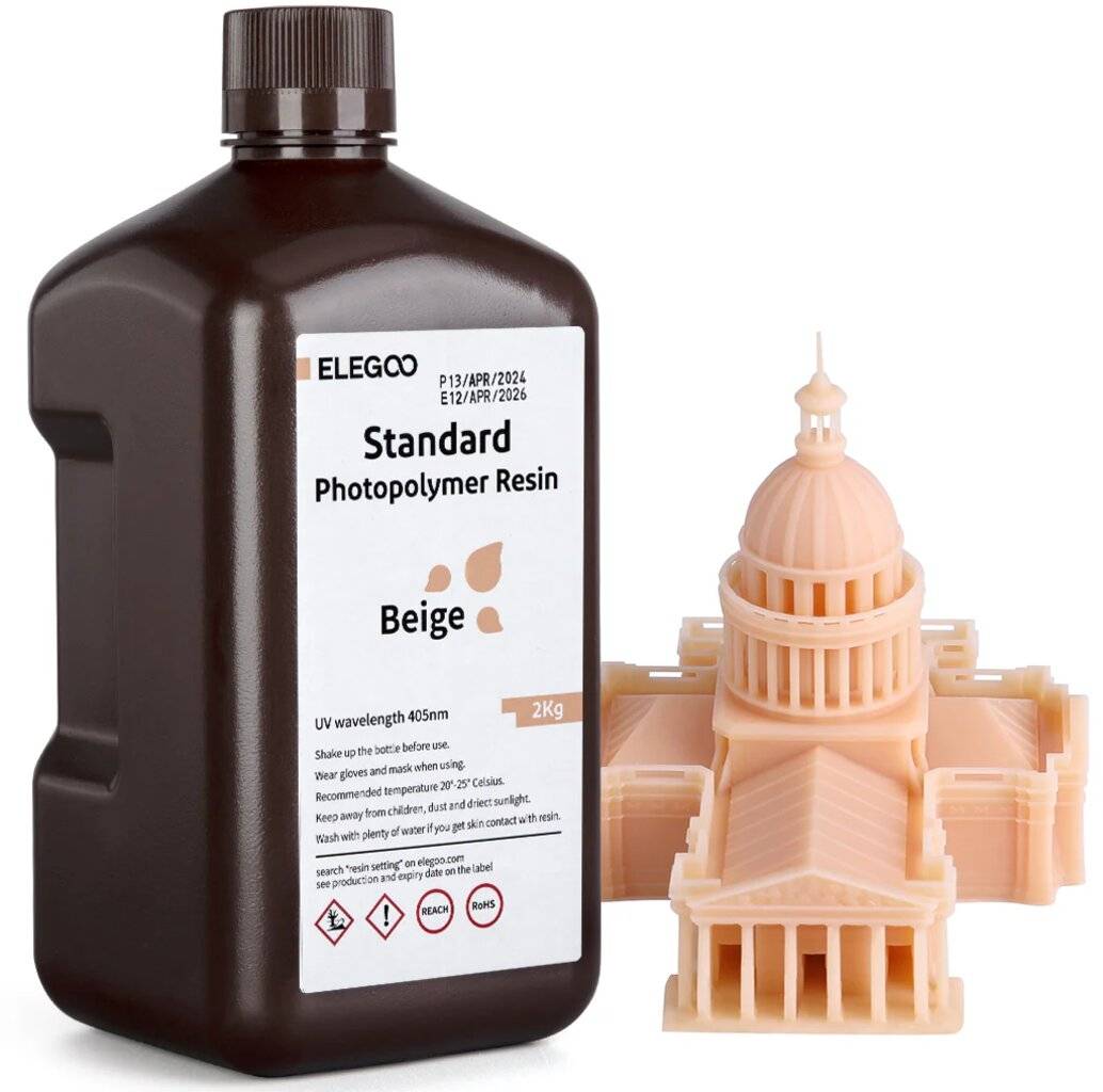 Elegoo Standard Resin Beige, 405nm Photopolymer-Harz für LCD 3D-Drucker, 2.000 g