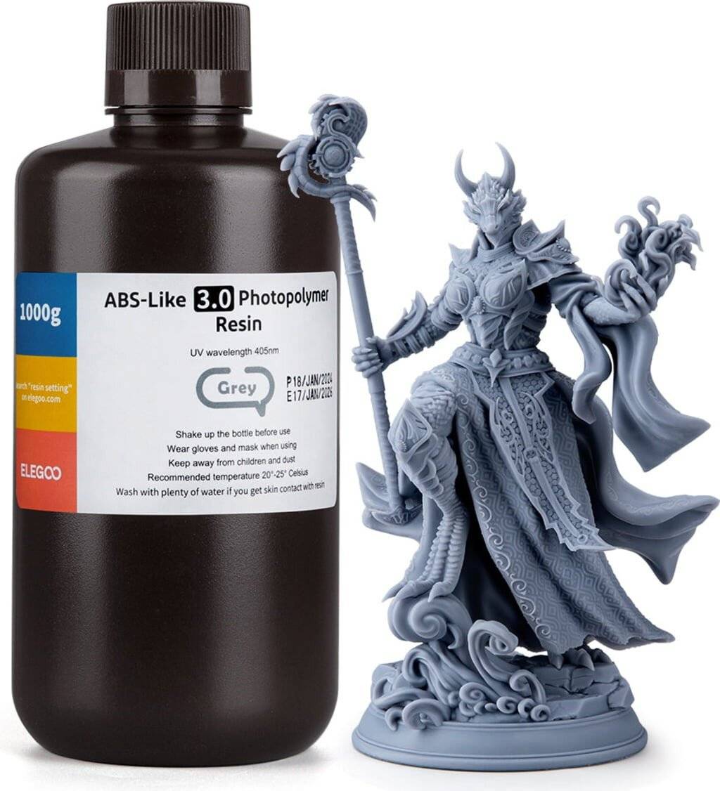 Elegoo ABS-like Resin V3.0, Grau, 1000 g, hochfestes 3D-Druck-Harz