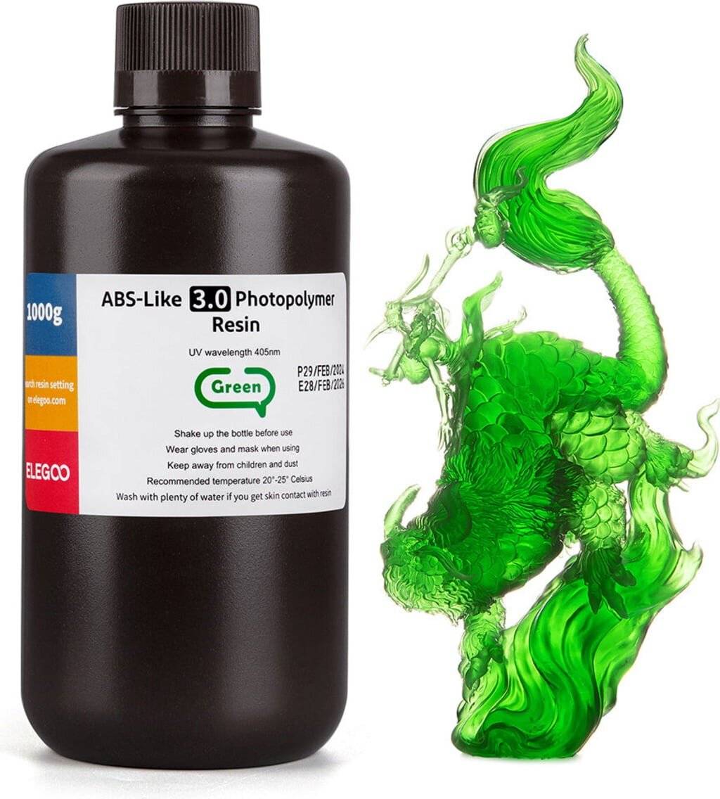 Elegoo ABS-like Resin V3.0 Green, 1.000 g, 3D-Drucker Kunstharz für LCD/MSLA