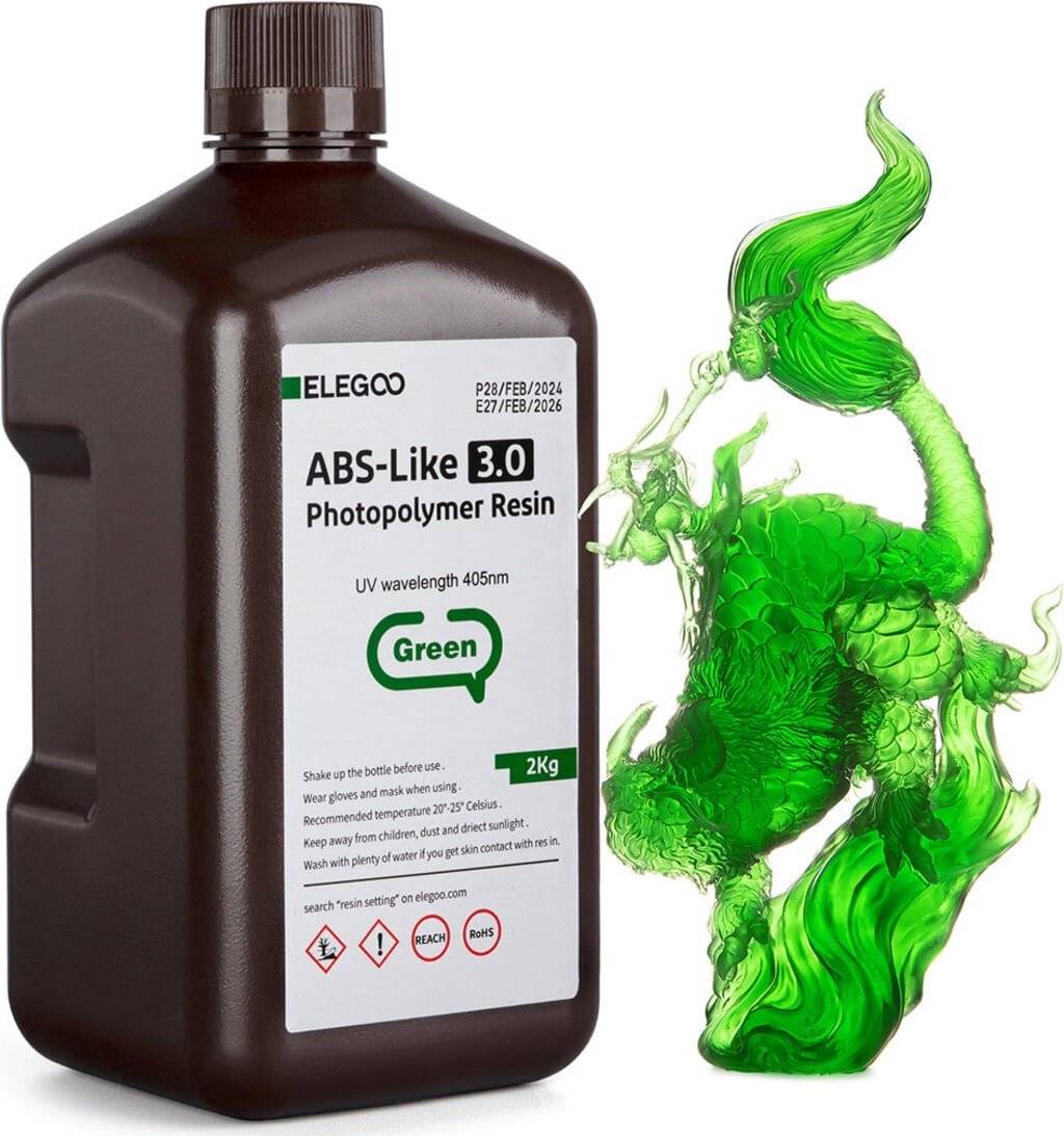 Elegoo ABS-like Resin V3.0, Grün, 2000 g, hochfestes Photopolymer für 3D-Druck