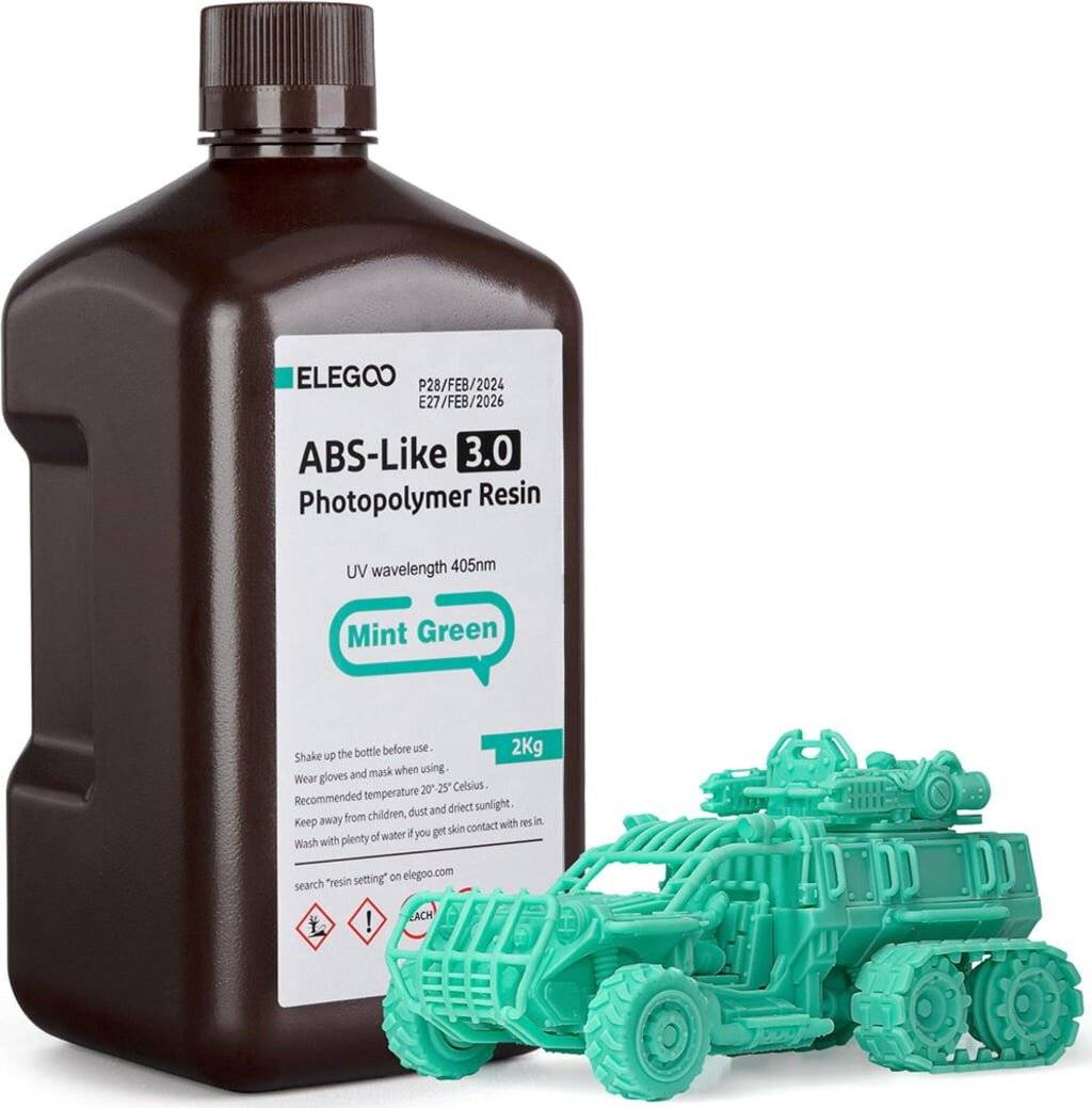 Elegoo ABS-like Resin V3.0 Mint Green, 2 kg Photopolymer-Resin für 405nm 3D-Drucker