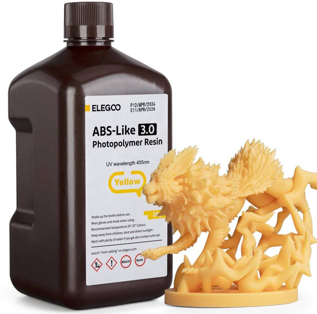Elegoo ABS-like Resin V3.0 Yellow, 2.000 g, 3D-Drucker-Harz für LCD/DLP
