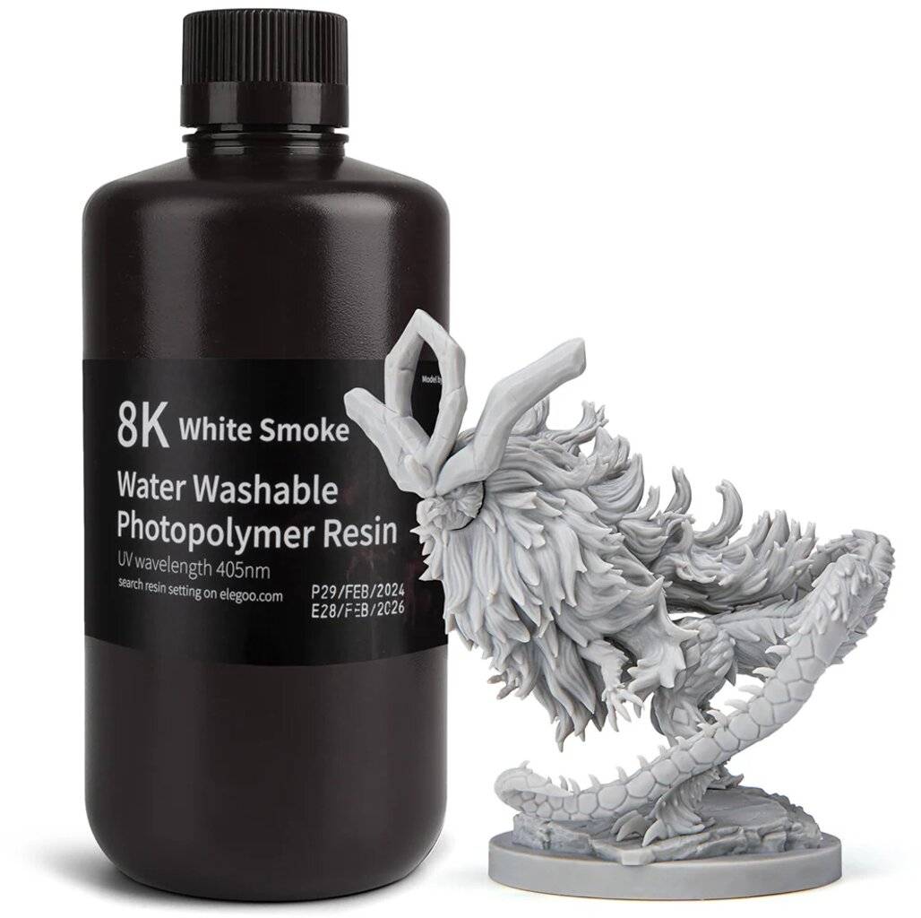 Elegoo 8K Water-washable Resin White Smoke, 1000g, hochpräzises 3D-Drucker Kunstharz