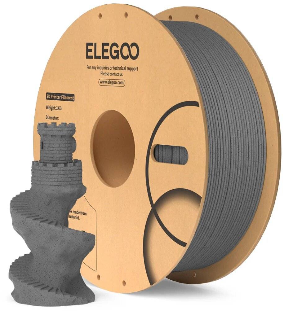 Elegoo PLA Marble Cement Grey, 1,75 mm, 1000 g Filament für 3D-Drucker