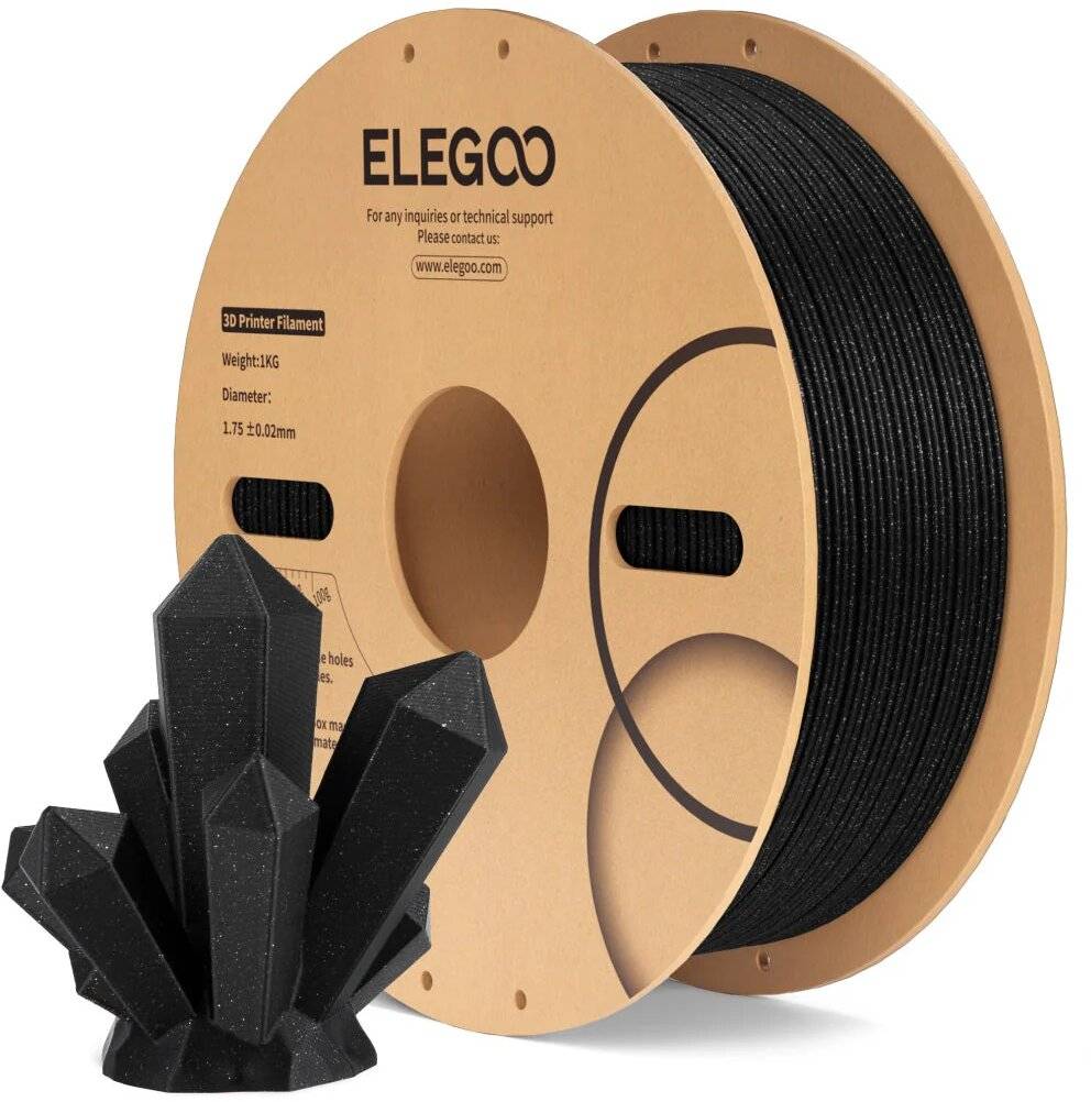 Elegoo PLA Filament Sparkle Black, 1,75 mm, 1 kg Spule