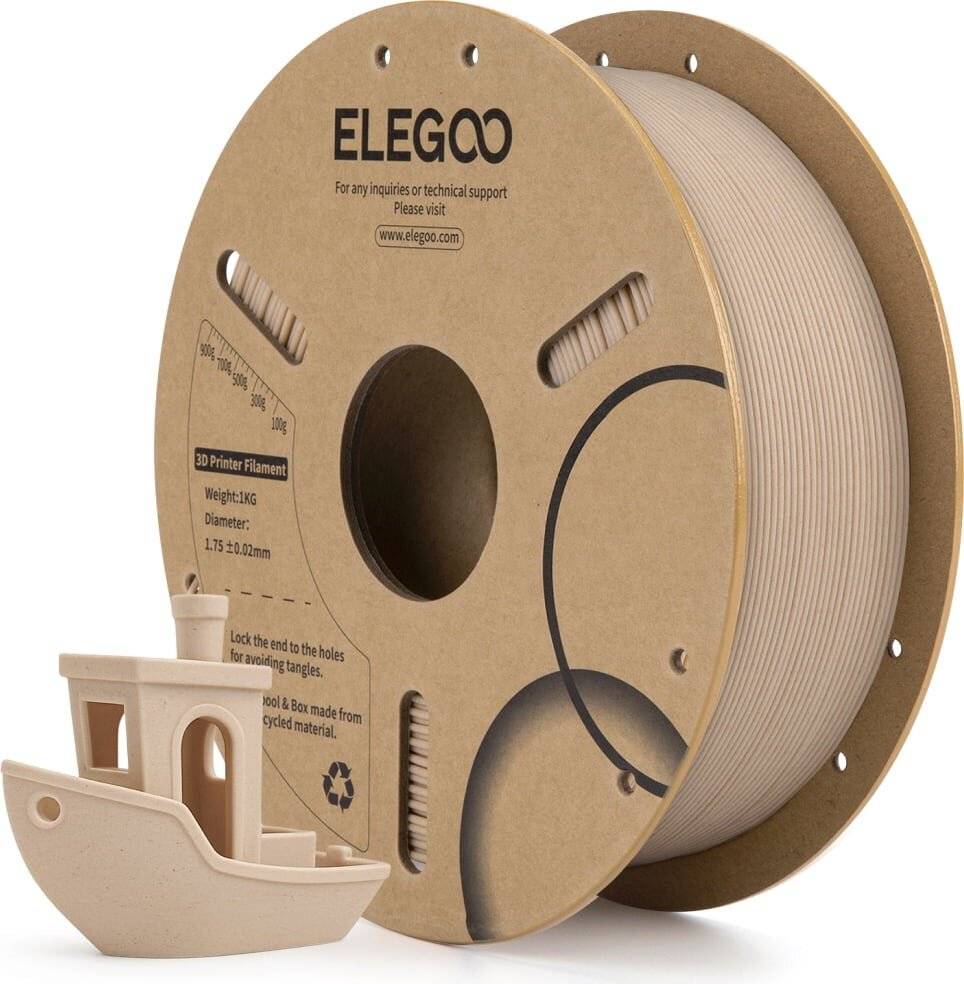 Elegoo PLA Oak Wood Filament, 1,75 mm, 1000 g, natürliche Holzoptik