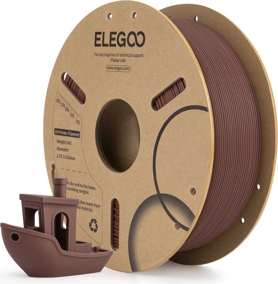 Elegoo PLA Walnut Wood Filament, 1,75 mm, 1000 g, natürliche Holzoptik