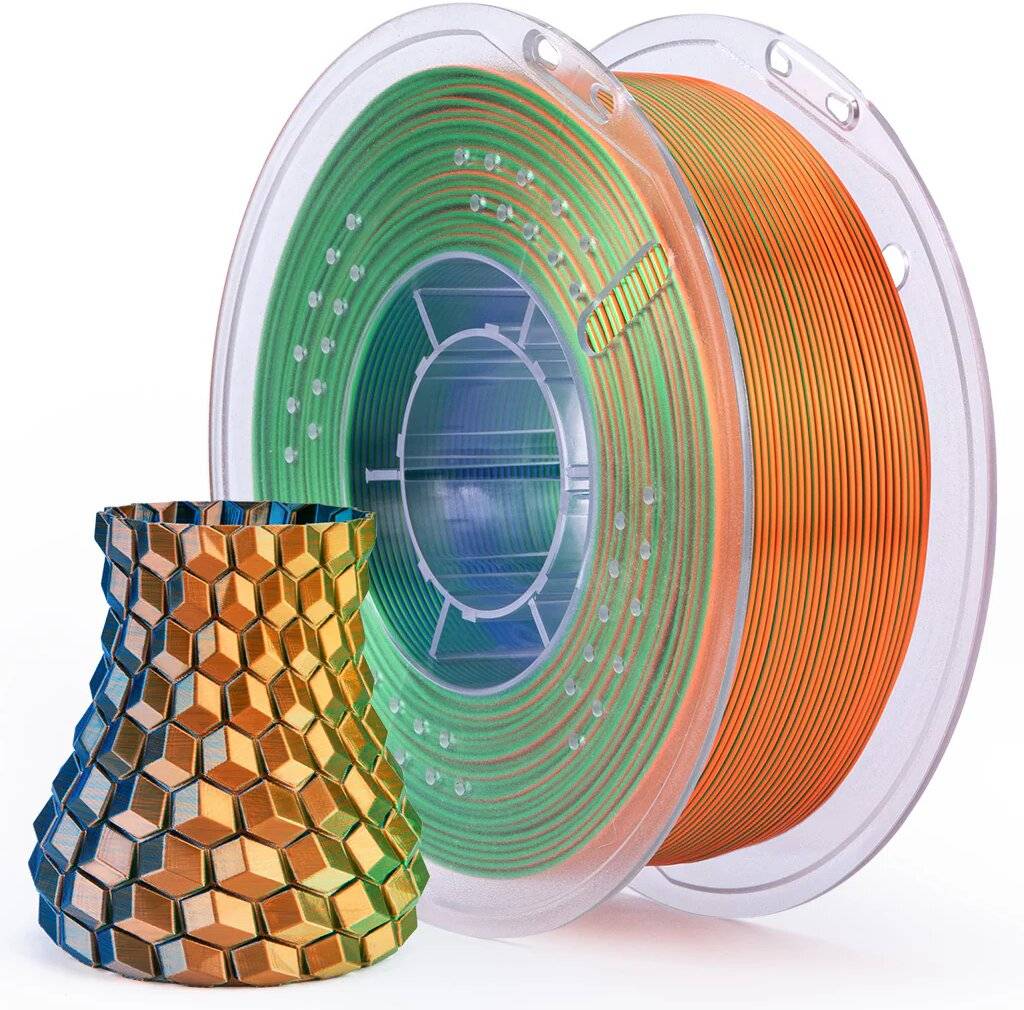 Elegoo PLA Silk Filament Blue Green Orange, 1,75 mm, 1000 g Spule
