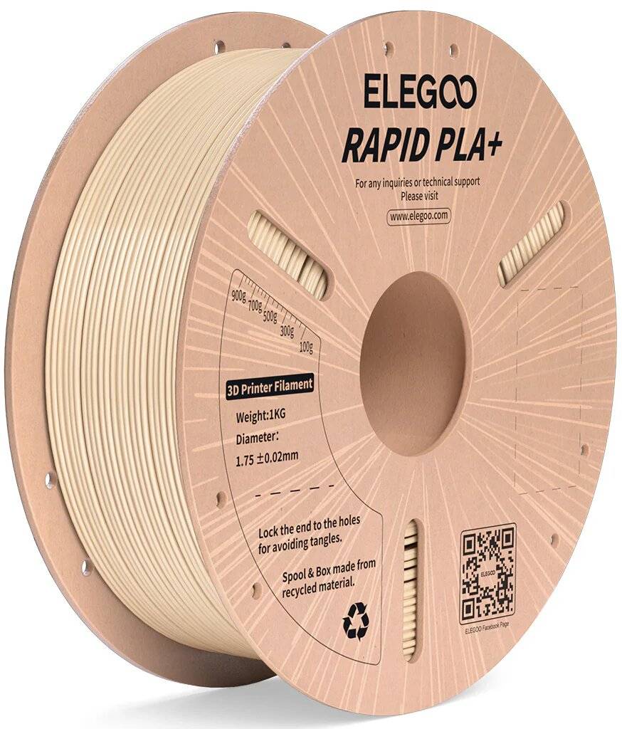 Elegoo Rapid PLA+ Filament, Beige, 1.75 mm, 1 kg, für High-Speed-Druck bis 600 mm/s