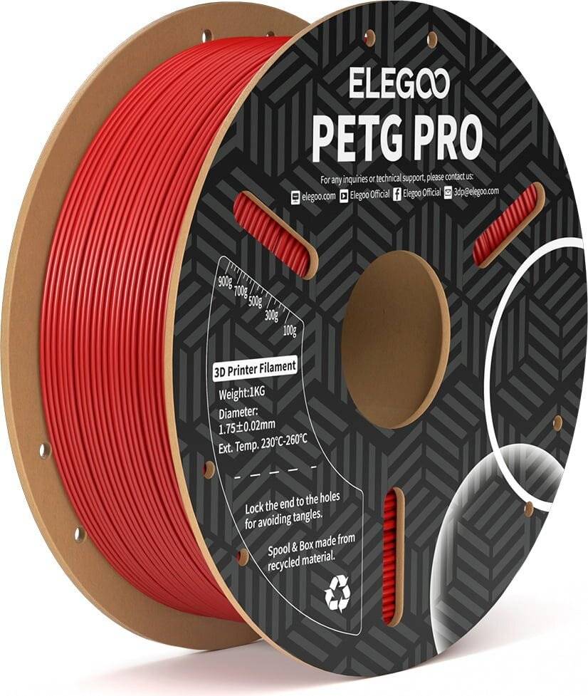 Elegoo PETG Pro Red, 3D-Drucker Filament, 1.75 mm, 1000 g