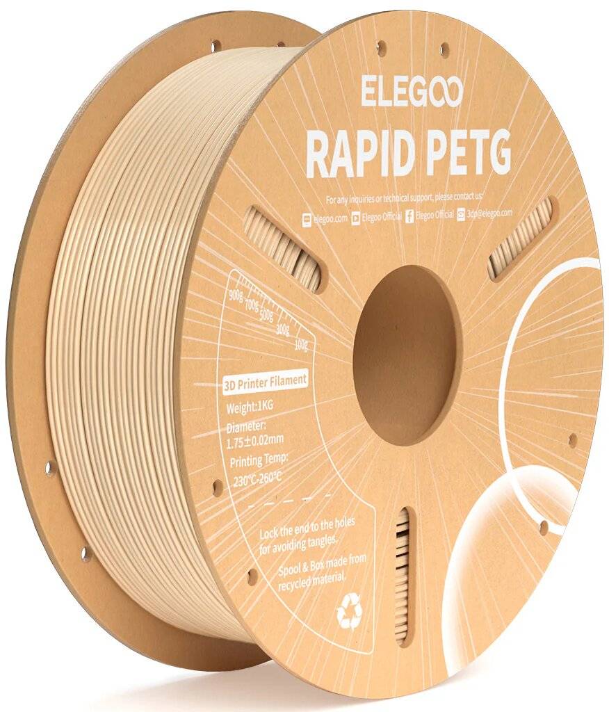 Elegoo Rapid PETG Beige, 1,75 mm, 1000 g Filament für Hochgeschwindigkeitsdruck