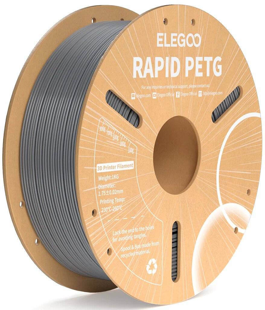 Elegoo Rapid PETG Space Grey, 1,75 mm, 1000 g, Filament für High-Speed 3D-Druck