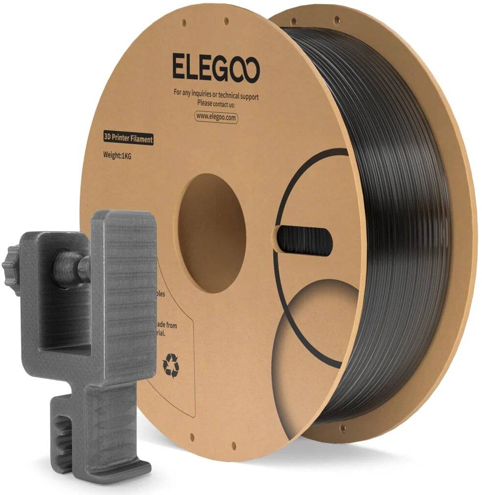 Elegoo PC Filament, Clear Black, 1.75 mm, 1000 g, hitzebeständig bis 107 °C