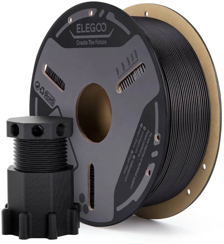 Elegoo PETG-CF Filament, Carbonfaser-verstärkt, Schwarz, 1,75 mm, 1000 g