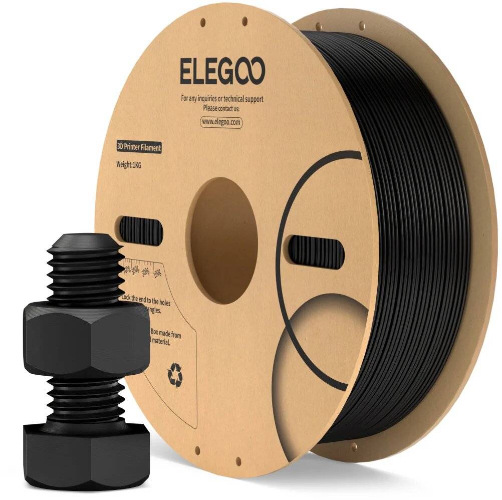 Elegoo ABS Filament, 1,75 mm, 1000 g, Schwarz, hohe Schlagfestigkeit & Hitzebeständigkeit