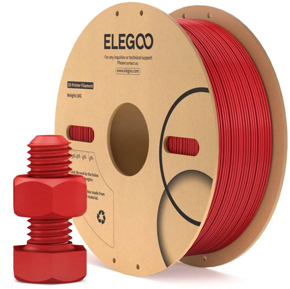 Elegoo ABS Filament, Rot, 1,75 mm, 1000 g, Hohe Zähigkeit, Hitzebeständig