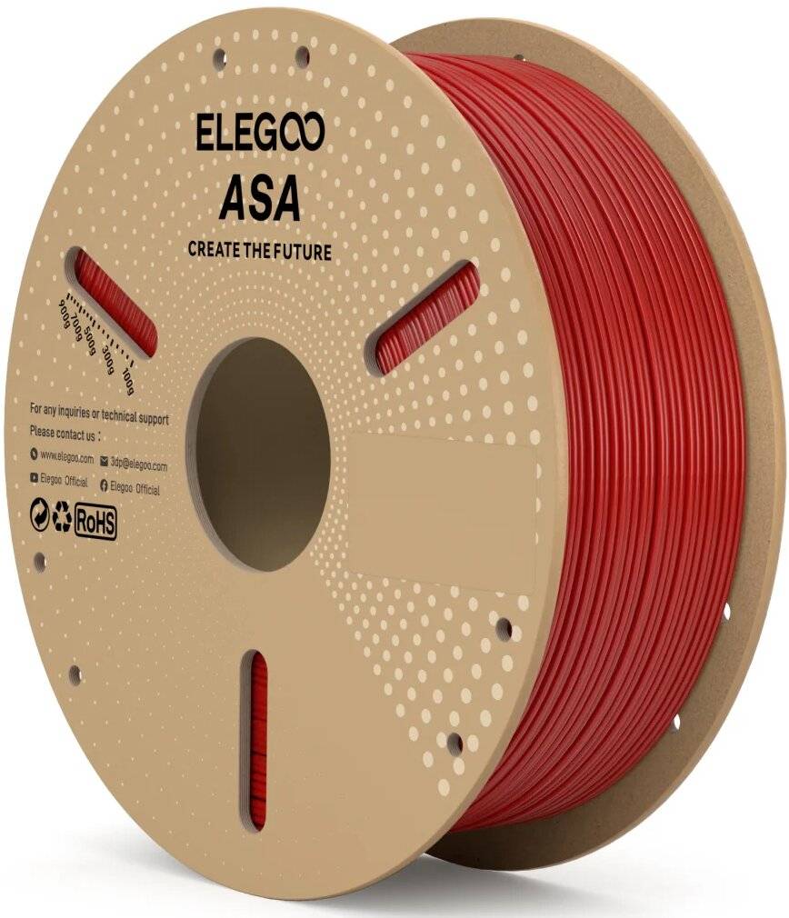 Elegoo ASA Filament Red, 1,75 mm, 1000 g Spule