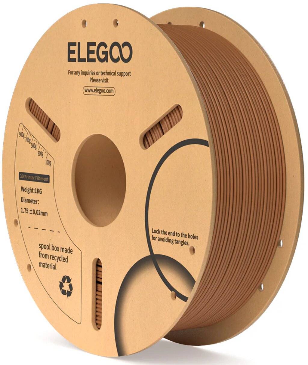Elegoo PLA Filament, Braun, 1,75 mm, 1000 g Spule