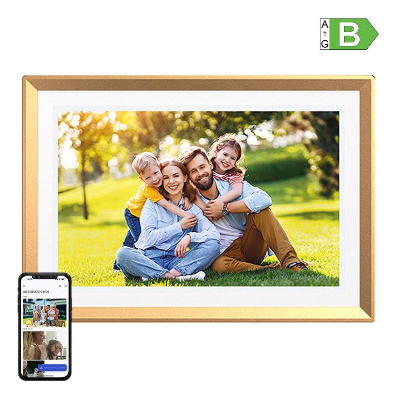 Arzopa D10 Digitaler Fotorahmen, 10,1 Zoll Touchscreen, 32 GB, WiFi, Gold
