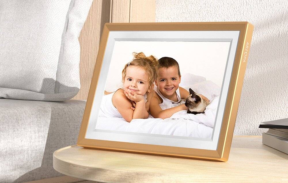 Arzopa D10 Digitaler Fotorahmen, 10,1 Zoll Touchscreen, 32 GB, WiFi, Gold