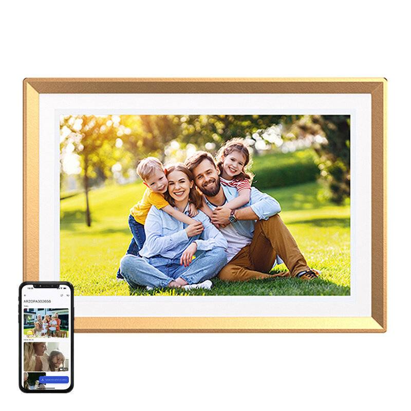 Arzopa D10 Digitaler Fotorahmen, 10,1 Zoll Touchscreen, 32 GB, WiFi, Gold