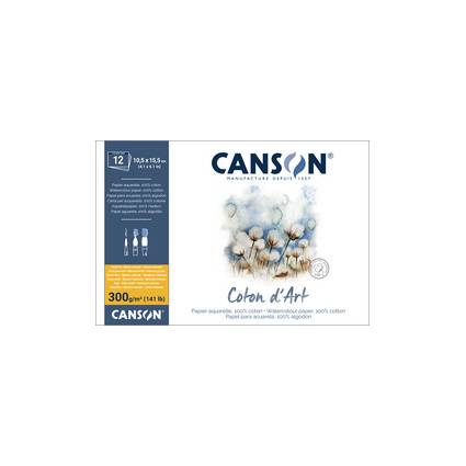 CANSON Aquarellblock "Coton d'Art", 260 x 360 mm, naturweiß
