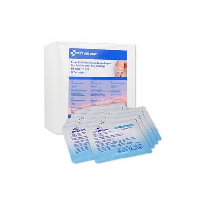 FIRST AID ONLY Brandwunden-Auflage, 100 x 100 mm, 10er Pack