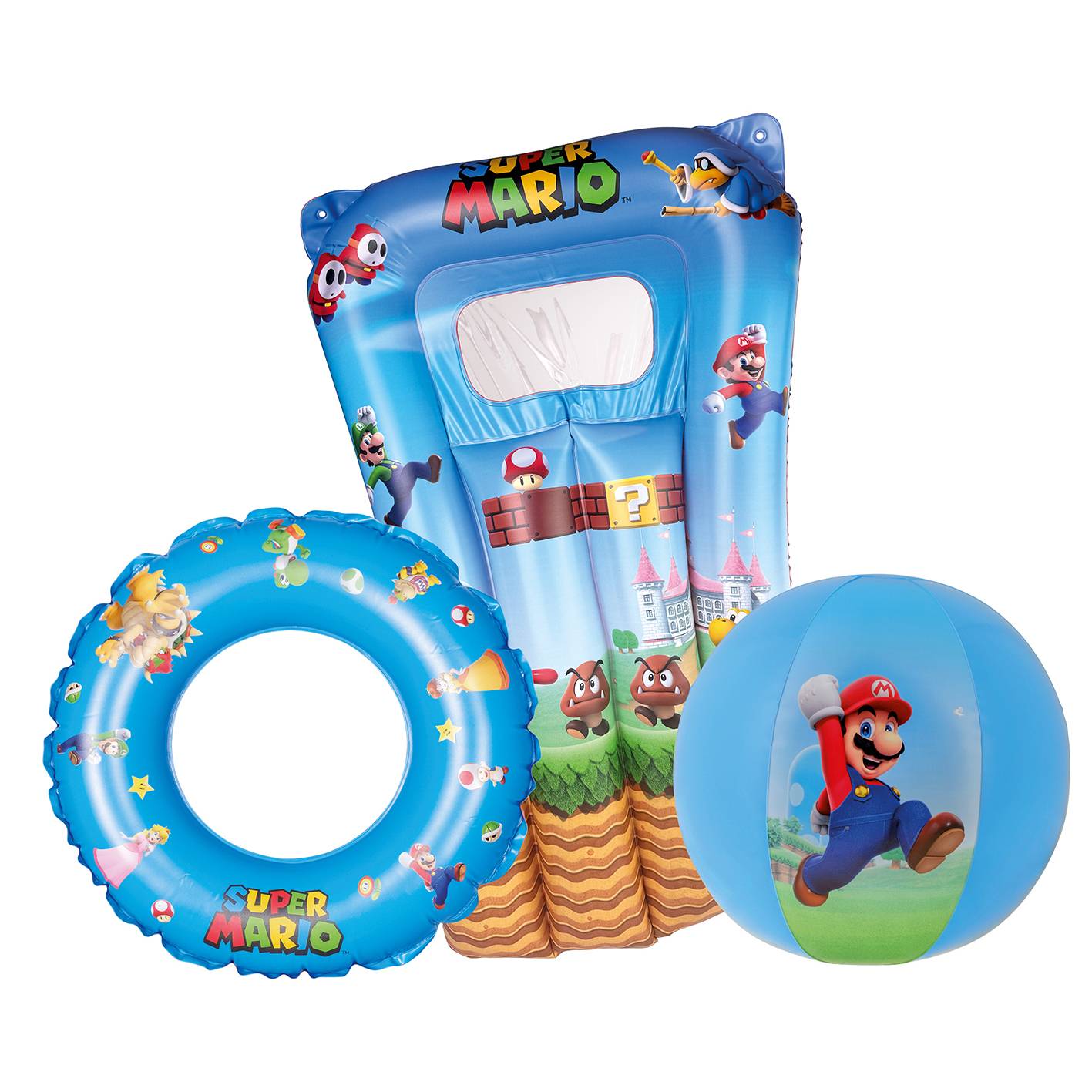 Super Mario Strandset Happy People 16190 3in1 Ball Schwimmring Matratze Pool Strand Kinder