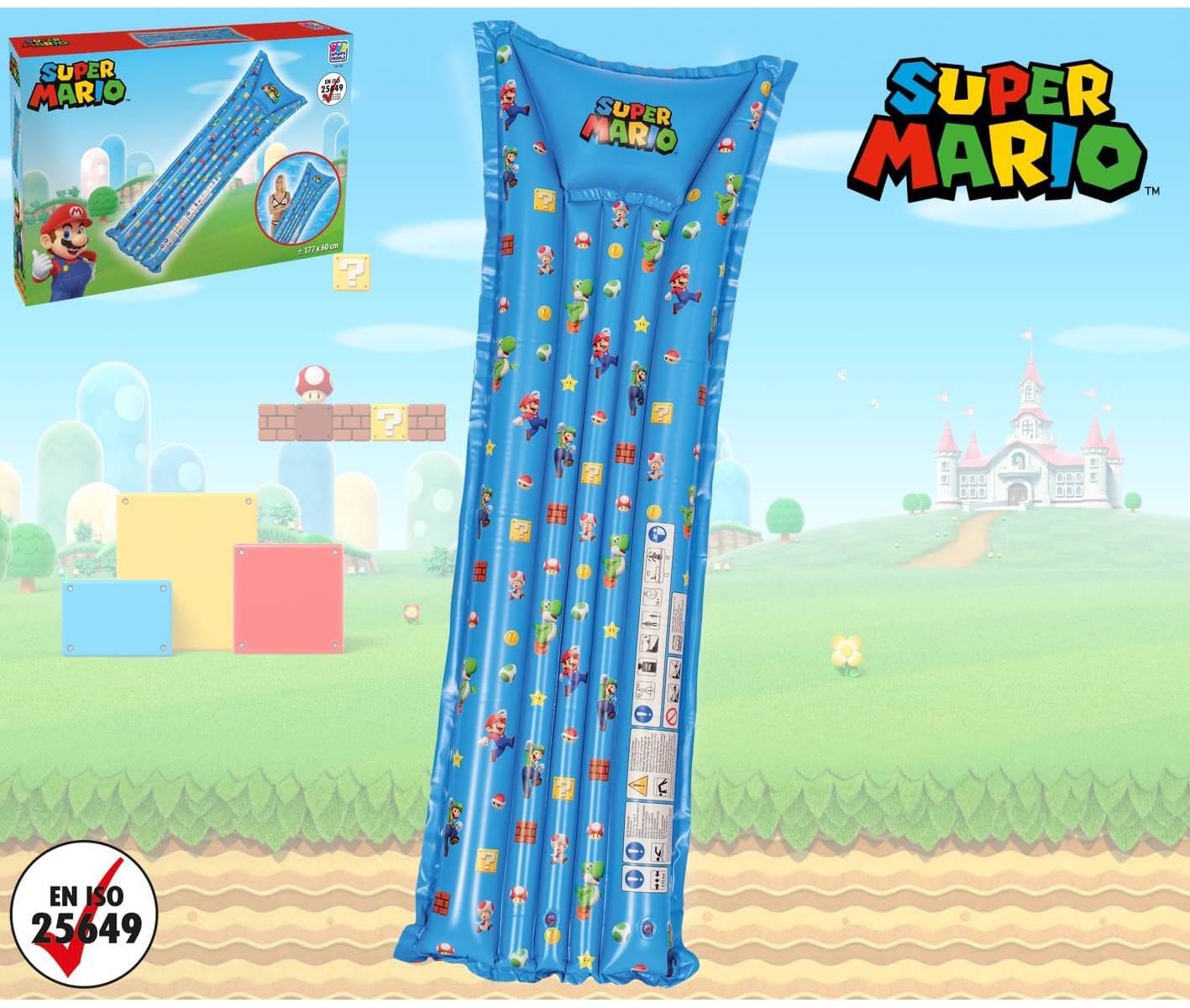 Luftmatratze Super Mario Happy People 177cm Matratze Luftbett Pool blau