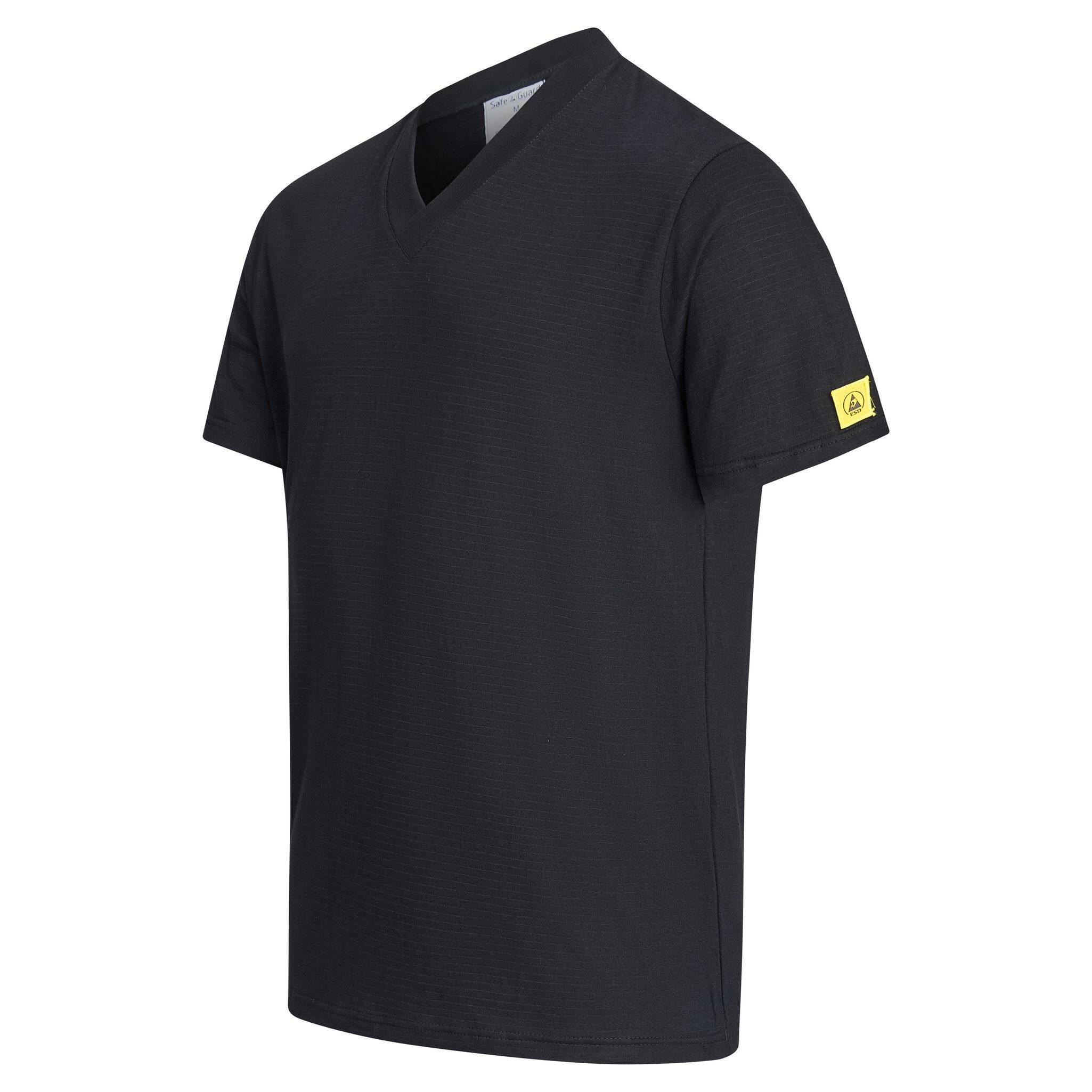 ESD T-Shirt schwarz mit V-Ausschnitt, 150g/m², 7XL